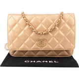 Chanel Golden Quilted Lambskin Coco Wallet On Chain Crossbody Bag