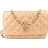 Chanel Golden Quilted Lambskin Coco Wallet On Chain Crossbody Bag