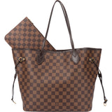 Louis Vuitton Damier Ebene Monogram Neverfull MM Shopper Handbag
