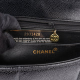 Chanel Quilted Caviar Leather 24K Gold Jumbo Single Flap Crossbody Bag