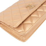 Chanel Golden Quilted Lambskin Coco Wallet On Chain Crossbody Bag