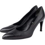 Chanel Black Stitching Leather Heels (36)