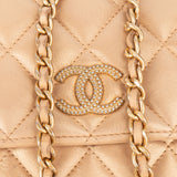 Chanel Golden Quilted Lambskin Coco Wallet On Chain Crossbody Bag