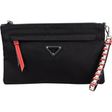 Prada Black Triangle Nylon Spikes Clutch