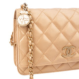 Chanel Golden Quilted Lambskin Coco Wallet On Chain Crossbody Bag