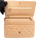 Chanel Golden Quilted Lambskin Coco Wallet On Chain Crossbody Bag