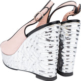 Chanel Pink Leather Wedge Sandals (36)