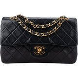 Chanel Quilted Lambskin 24K Gold Small Double Flap Crossbody Bag