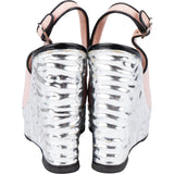 Chanel Pink Leather Wedge Sandals (36)