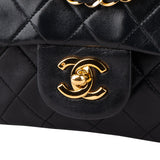 Chanel Quilted Lambskin 24K Gold Small Double Flap Crossbody Bag