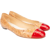 Chanel Red Patent Leather Cork Ballerinas (37.5)