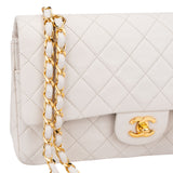 Chanel Quilted Lambskin 24K Gold Medium Double Flap Crossbody Bag
