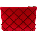 Chanel Rouge Stitching Velvet CC Clutch