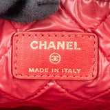 Chanel Rouge Stitching Velvet CC Clutch