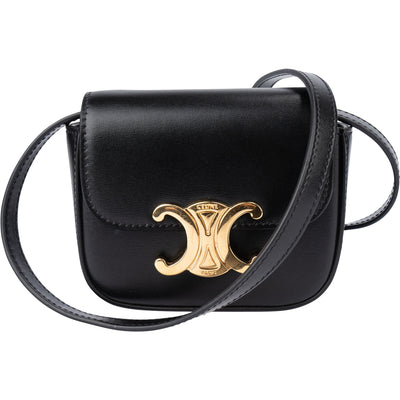Céline Black Boxcalf Mini Triomphe Crossbody Bag
