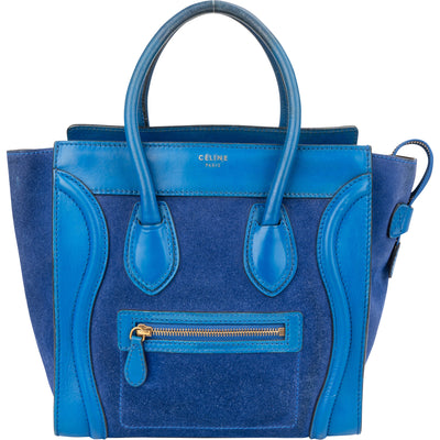Céline Blue Leather Luggage Handbag