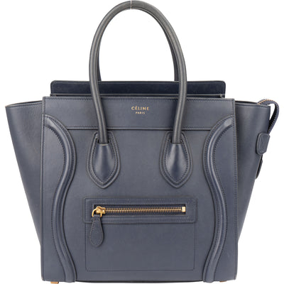 Céline Ink Blue Leather Lugggage Handbag