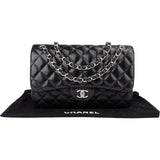 Chanel Quilted Lambskin Palladium Jumbo Double Flap Crossbody Bag