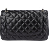 Chanel Quilted Lambskin Palladium Jumbo Double Flap Crossbody Bag