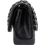 Chanel Quilted Lambskin Palladium Jumbo Double Flap Crossbody Bag