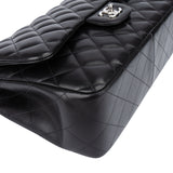 Chanel Quilted Lambskin Palladium Jumbo Double Flap Crossbody Bag