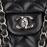 Chanel Quilted Lambskin Palladium Jumbo Double Flap Crossbody Bag