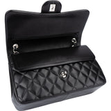 Chanel Quilted Lambskin Palladium Jumbo Double Flap Crossbody Bag