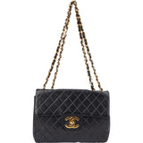 Chanel Quilted Lambskin 24K Gold Jumbo Single Flap Crossbody Bag