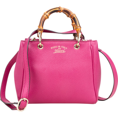 Gucci Pink Leather Mini Bamboo Handbag - vintageandkickz