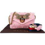 Gucci Pink Leather Queen Margaret Bee Crossbody Bag