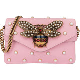 Gucci Pink Leather Queen Margaret Bee Crossbody Bag