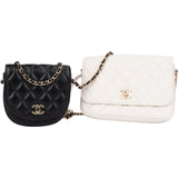 Chanel Quilted Lambskin Side Packs Single Flap Crossbody Bag