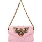 Gucci Pink Leather Queen Margaret Bee Crossbody Bag