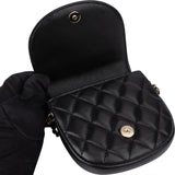 Chanel Quilted Lambskin Side Packs Single Flap Crossbody Bag