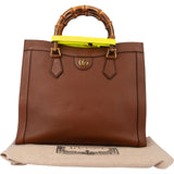 Gucci Classic Brown Leather Bamboo Handbag