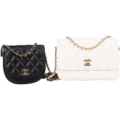 Chanel Quilted Lambskin Side Packs Single Flap Crossbody Bag - vintageandkickz