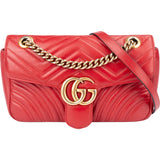 Gucci Red Leather GG Marmont Crossbody Bag