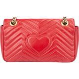 Gucci Red Leather GG Marmont Crossbody Bag