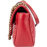 Gucci Red Leather GG Marmont Crossbody Bag
