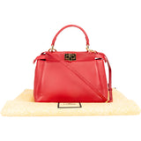 Fendi Rouge Rouge Leather Peekaboo Handbag