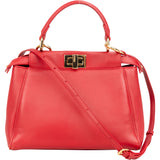 Fendi Rouge Rouge Leather Peekaboo Handbag