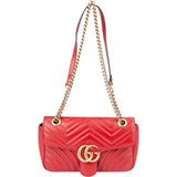 Gucci Red Leather GG Marmont Crossbody Bag