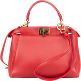 Fendi Rouge Rouge Leather Peekaboo Handbag