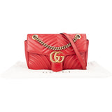 Gucci Red Leather GG Marmont Crossbody Bag