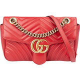 Gucci Red Leather GG Marmont Crossbody Bag