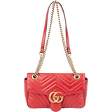 Gucci Red Leather GG Marmont Crossbody Bag