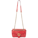 Gucci Red Leather GG Marmont Crossbody Bag