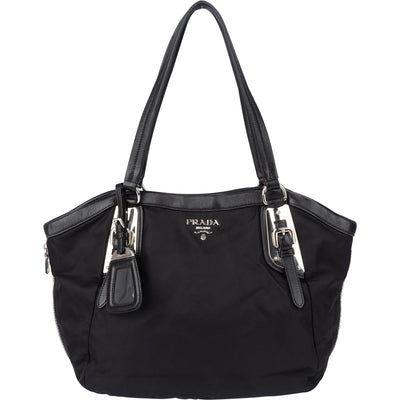 Prada Black Tessuto Zipper Handbag - vintageandkickz