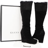 Gucci GG Suede Monogram High Boots (34)