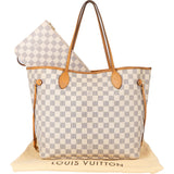 Louis Vuitton Damier Azur Monogram Neverfull MM Shopper Handbag